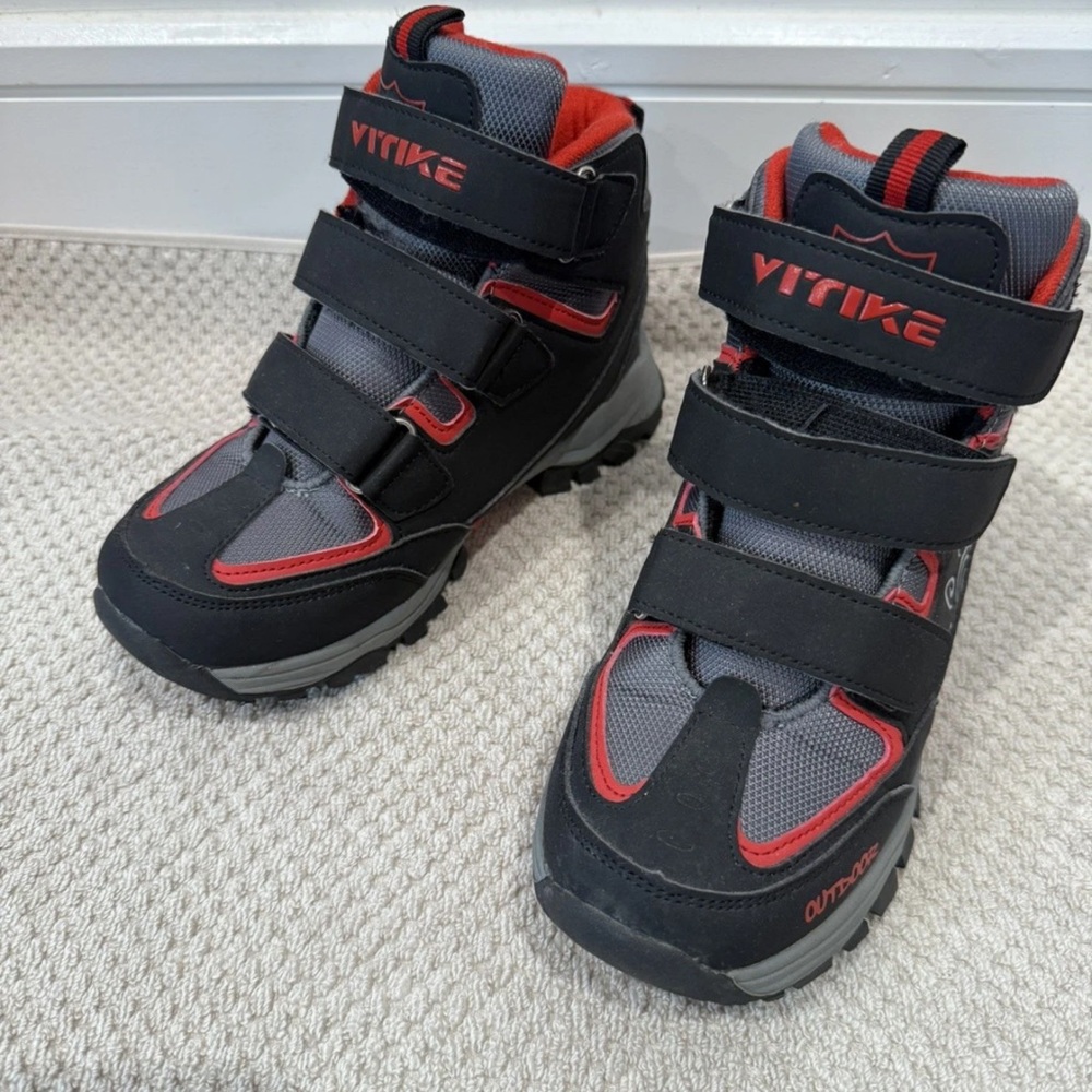 Kids' Black & Red Waterproof Rain & Snow Boots